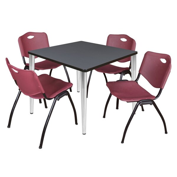 Regency Kahlo Square Table & Chair Sets, 36 W, 36 L, 29 H, Wood, Metal, Plastic Top, Grey TPL3636GYCM47BY - main